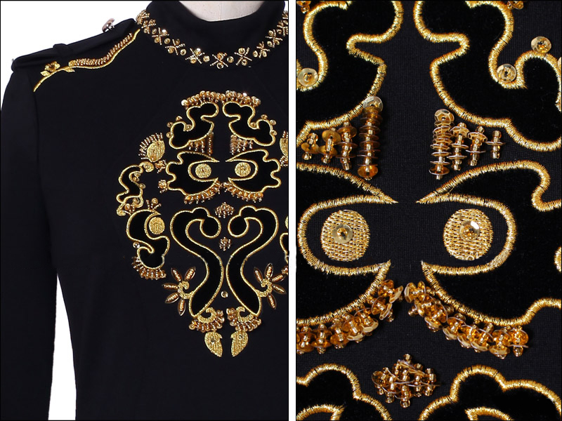 Gold Baroque Embroidery Long Sleeve High Neck Victorian Dress on Luulla